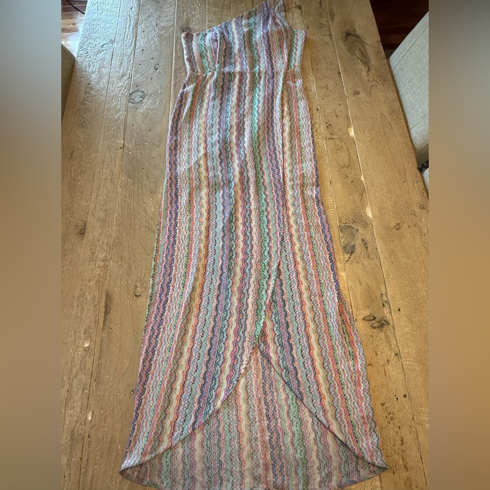 BCBGMaxAzria Colorful High Low Skirt One Shoulder 10 - Picture 3 of 12
